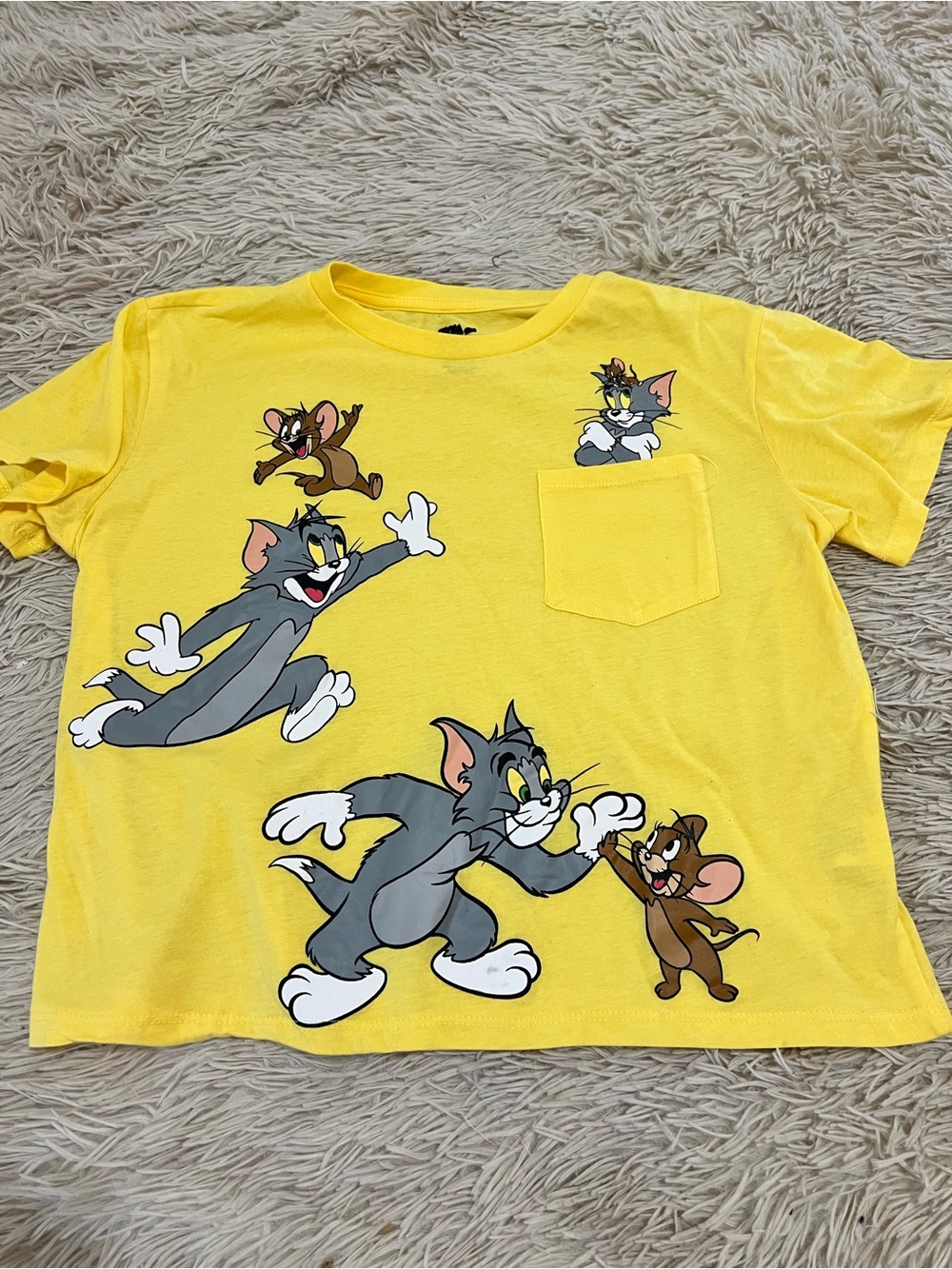 Tom and Jerry Yellow Pocket Tee